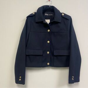 Zara Navy Jacket with Gold Buttons
